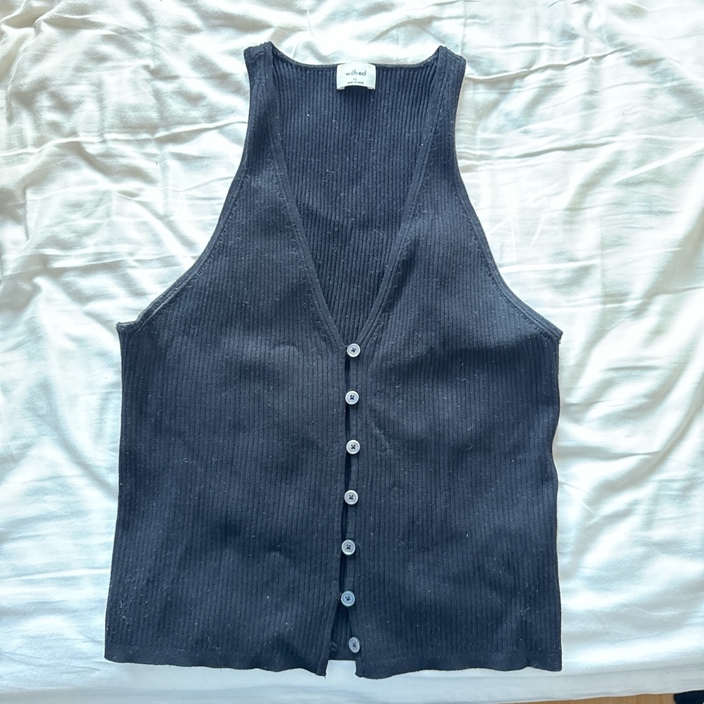 Wilfred Ribbed Black Sleeveless Top